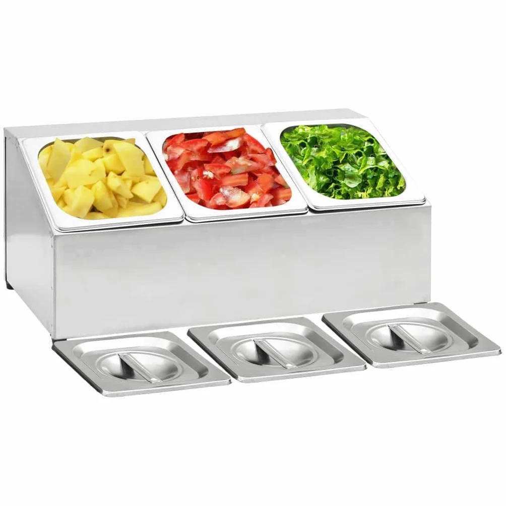 Home & Garden-Gastronorm - Contenedor con 3 sartenes GN 1/6 de acero inoxidable para muebles