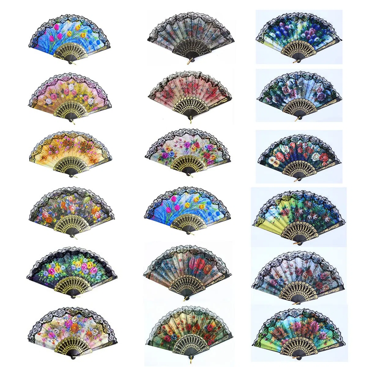 SITAER Abanico de Mano Plegable español, abanicos de Mano de Verano Vintage para Fiestas de Baile para niñas y Mujeres (12 Piezas)