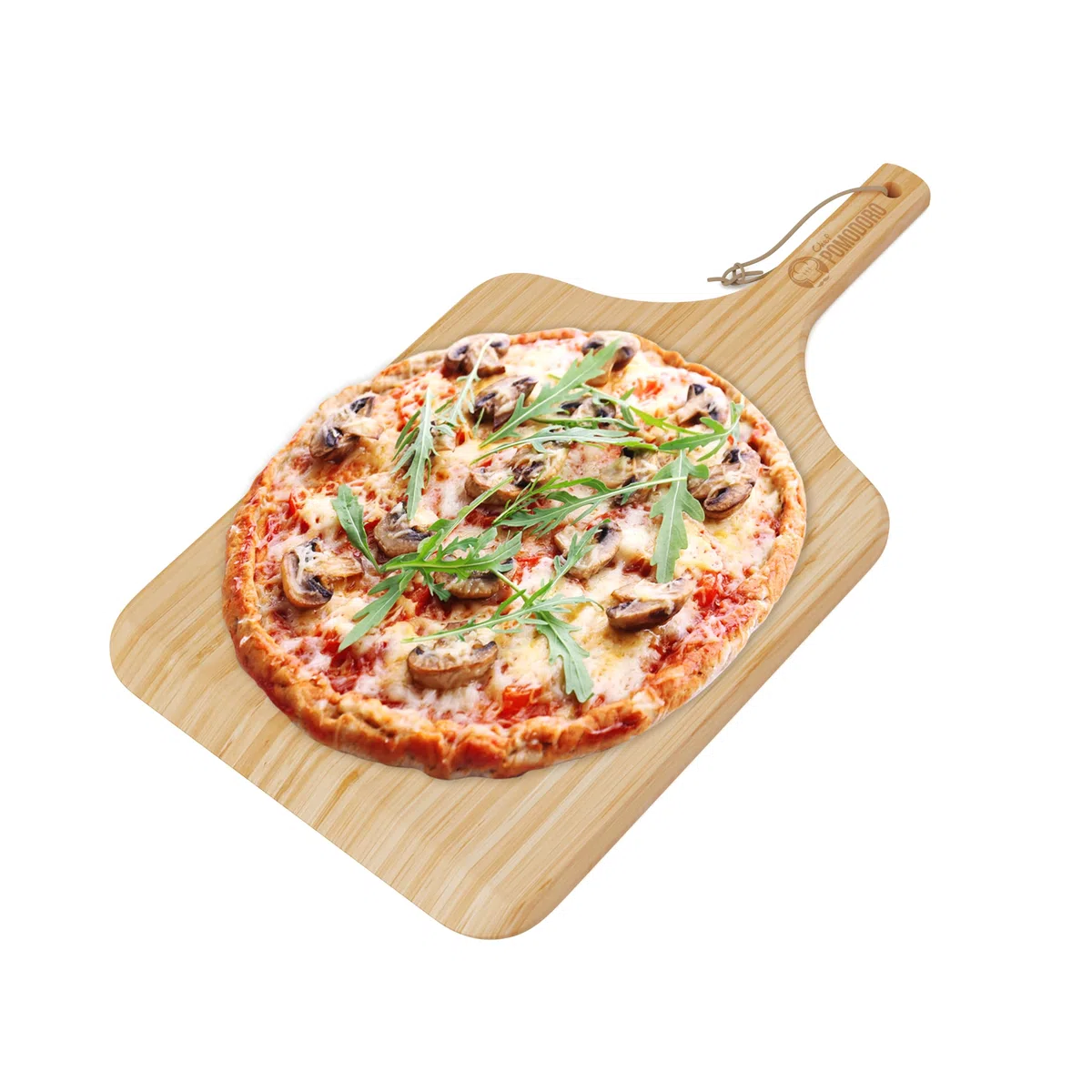 Chef Pomodoro Pala Pizza Bambú 2 en 1 - Tabla para Cortar y Servir | Pala para Pizza Fácil de Usar y Con un Diseño que No Ocupa Espacio 30,5 cm | Se Encaja con las Cajas para Masa