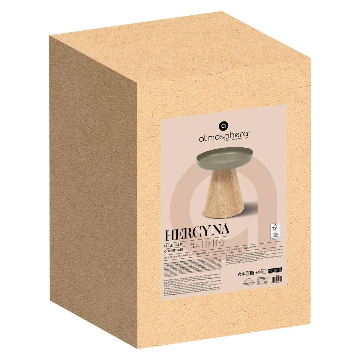 Atmosphera - Mesa Auxiliar Hercyna Gris Verde D. 40 cm