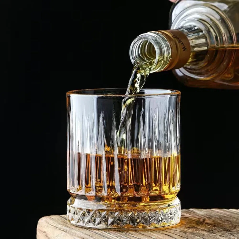 Vasos de whisky de cristal, juego de 4 de 350 ml de cristal soplado a mano sin plomo, perfectos para whisky escocés, bourbon, manhattans, old fashioned's, cóctel (actualizado)