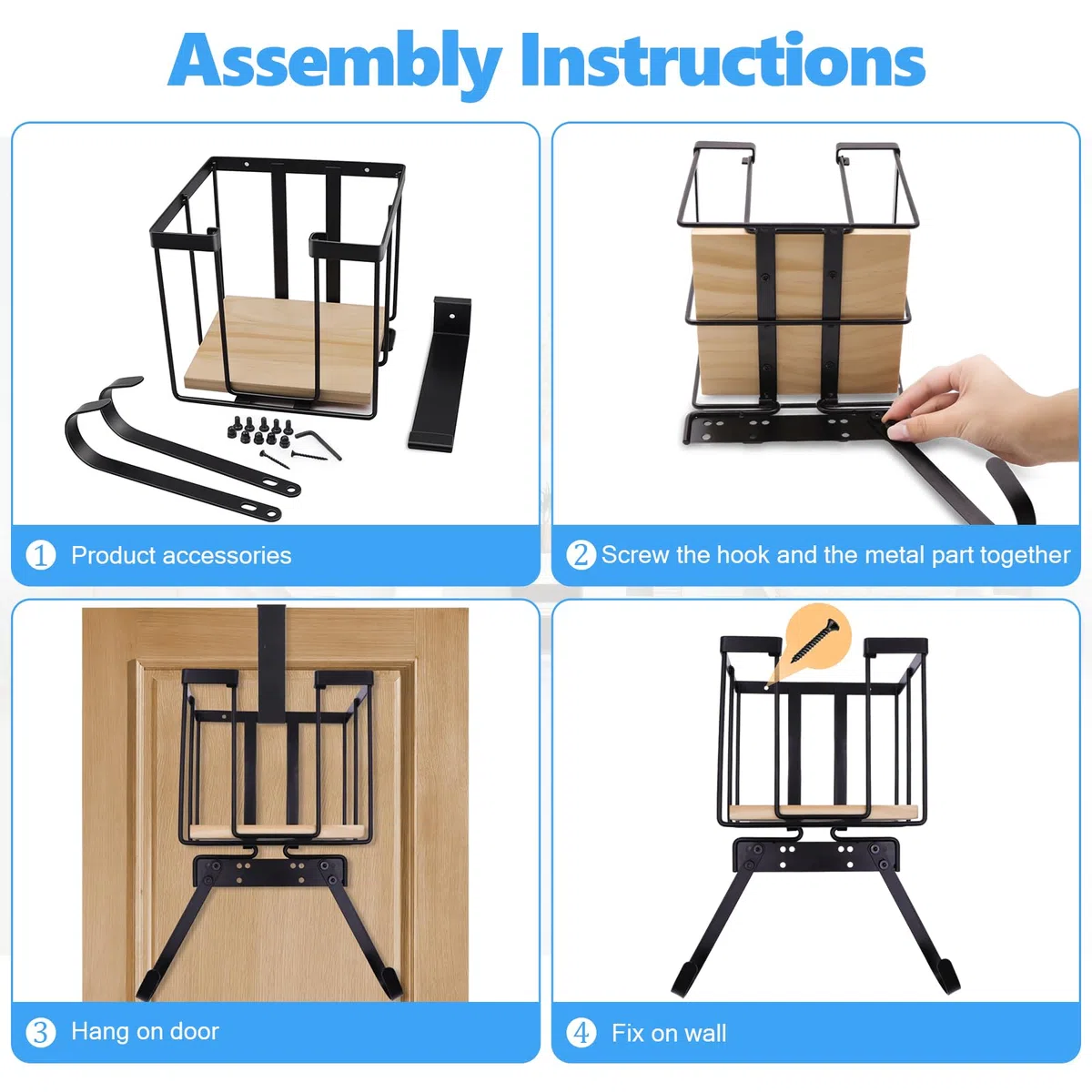 CAVWVTYU Soporte para tabla de planchar, soporte de pared con cesta de almacenamiento grande y ganchos fuertes, soporte para plancha y tabla de planchar para la lavandería, sostiene planchas, tablas