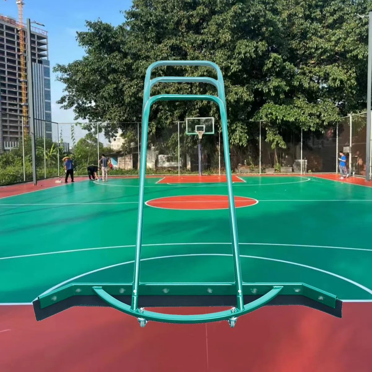 Escobilla de goma resistente con mango de aluminio y hoja de espuma EVA para escuelas, parques infantiles y centros comerciales