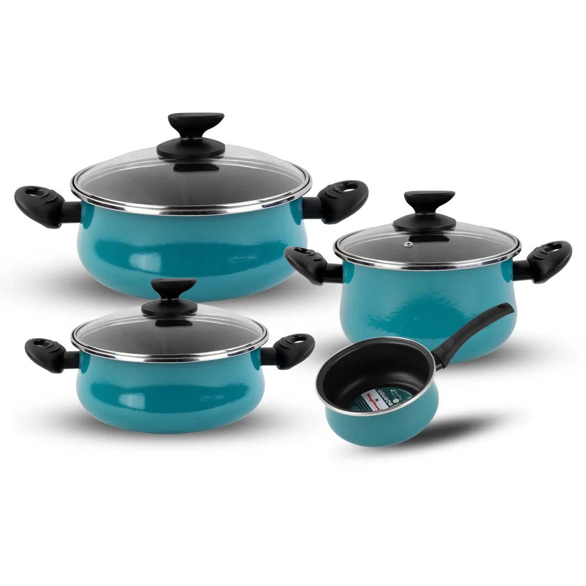 MAGEFESA Country Batería de acero esmaltado, Apta para todo tipo de cocinas, Incluida inducción, Verde Agua, 24 cm