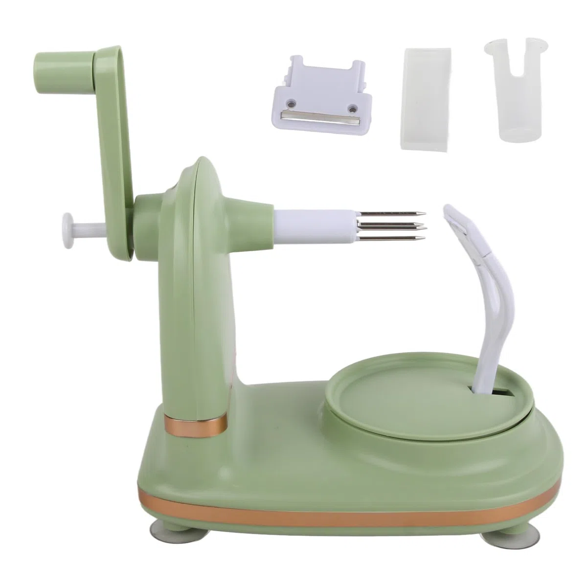Pelador de Manzanas con Manivela, Utensilio de Cocina Giratorio Manual, Máquina Cortadora de Cáscara de Frutas con Acero Inoxidable PP, Ideal para Uso Doméstico en la Cocina