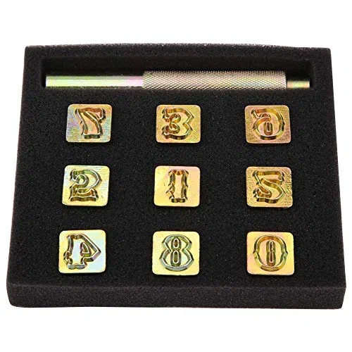 Estink Juego de Sellos Metálicos para Grabado en Cuero, Números 0-8, 13 mm, Herramientas de Artesanía