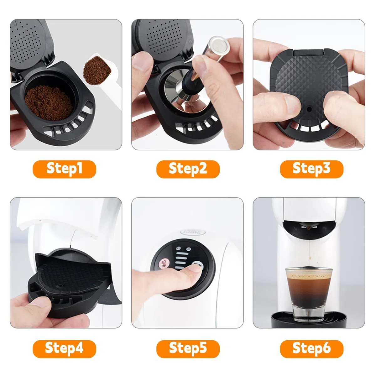 Recargable Reutilizable Cápsula Adaptador for Dolce Gusto, Café Cápsula Convertidor Compatible for Piccolo XS/EDG 305/EDG 606.S/Genio S/Genio Mini