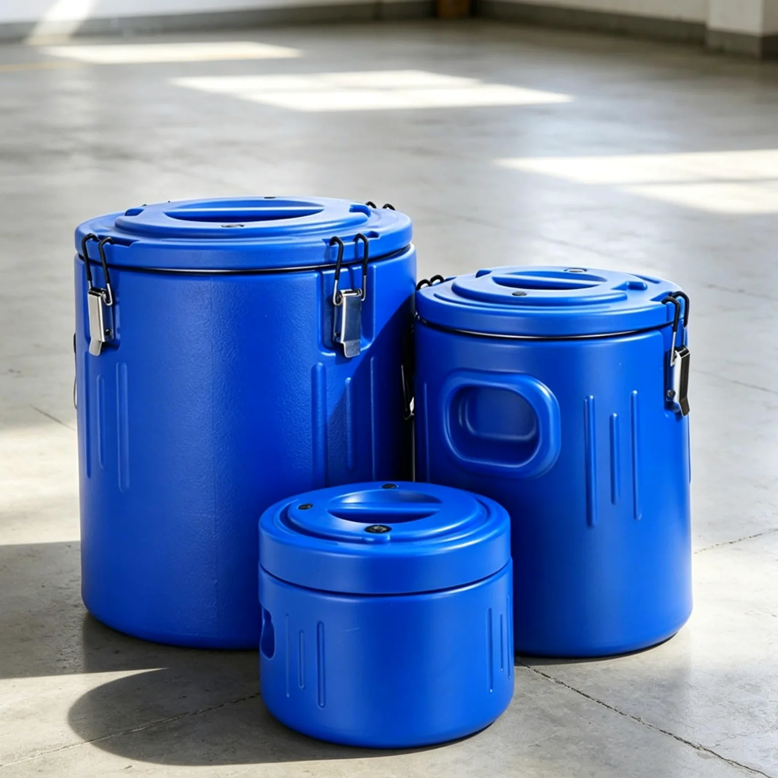 3 Piezas Cubeta Térmica Recipientes de Almacenaje Barril Isotérmico Aislante con Asa Ergonómica Adecuado para Almacenar Sopa Bebida Comida, Verde, Verde, Juego De 3 Piezas 5L/10L/30L