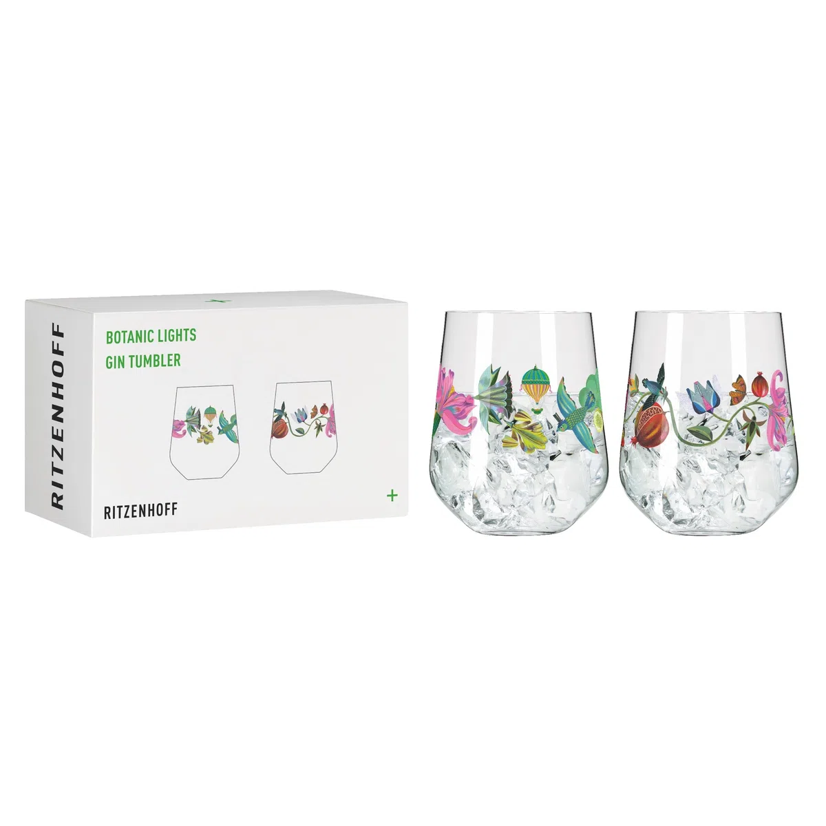 Ritzenhoff 3891002 Vaso de ginebra - 700 ml - Juego de 2 vasos - Serie Botanic Lights - Motivo verano - Made in Germany