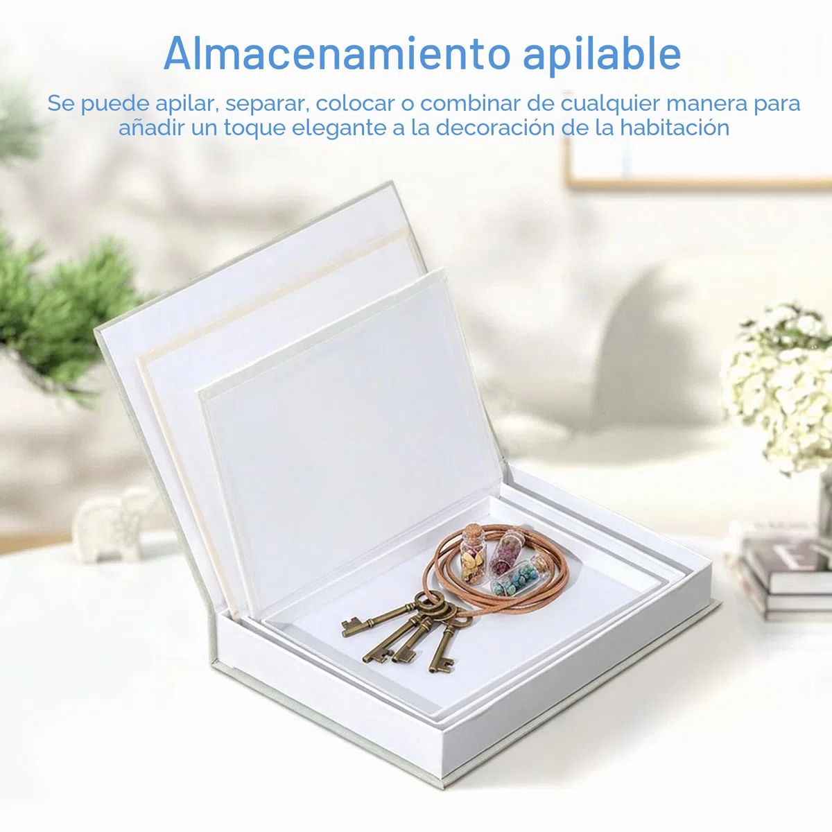 3 libros decorativos con espacio oculto, caja de libros con cierre magnético, libros decorativos, apilables uno encima del otro y diseño Nesting, caja de almacenamiento para mesa de café, estantería