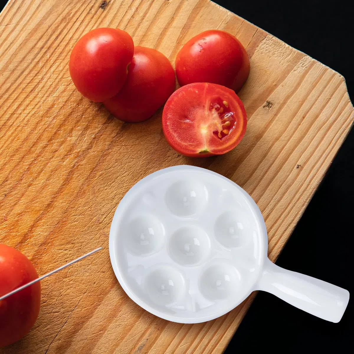 Alipis Plato De Cerámica Para Caracoles Con 6 Orificios Platos Para Caracoles Plato Para Hornear Con Mango Fácil De Sostener Para Restaurante De Cocina Casera