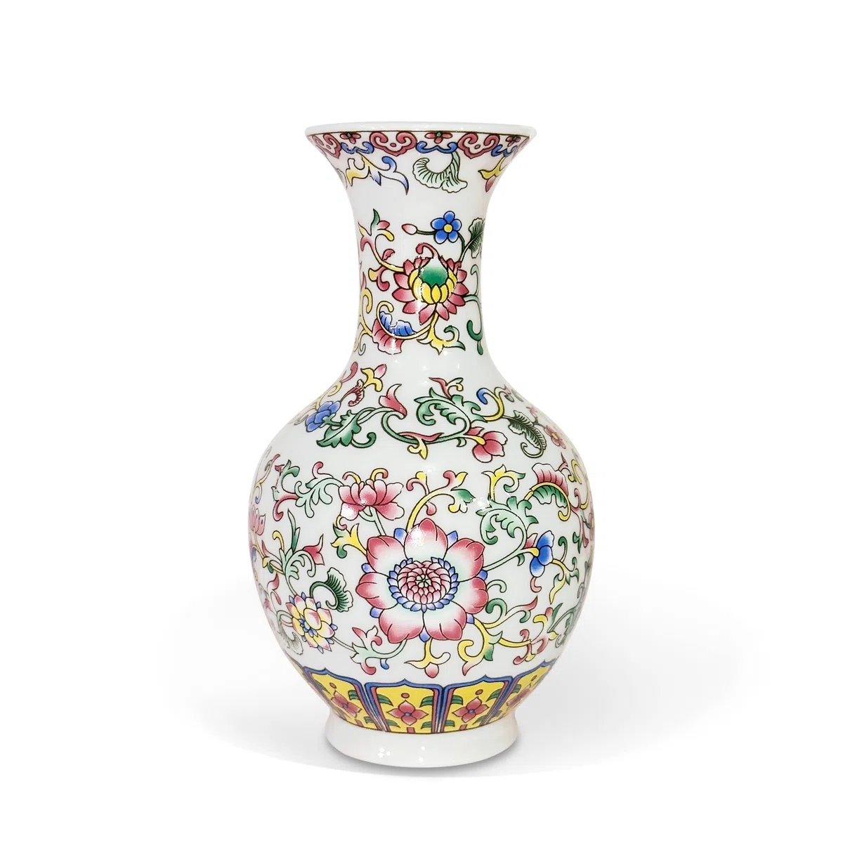 fanquare Jarrón esmaltado europeo, pequeño jarrón de porcelana floral para decoración del hogar, jarrón clásico de cerámica para mesa, 5.3 pulgadas