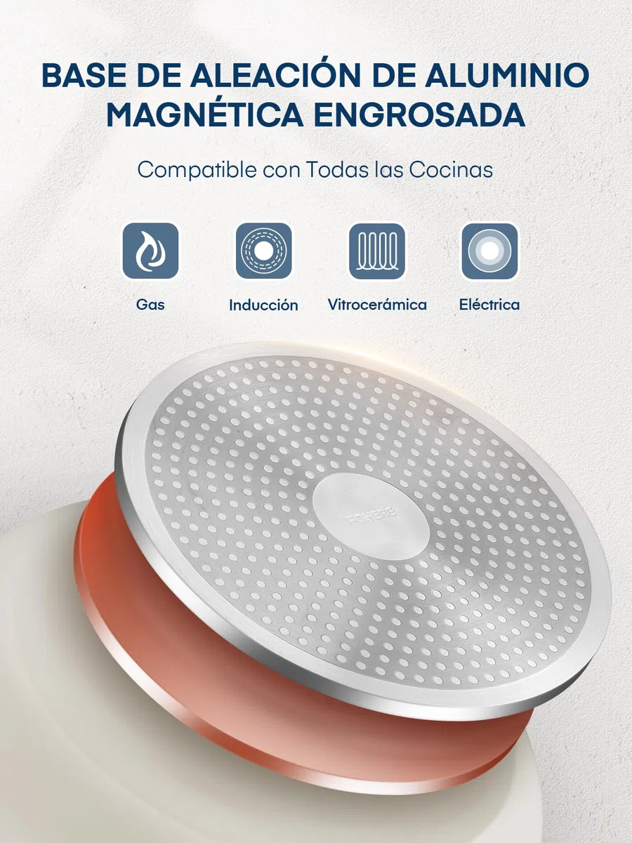 FOHERE Juego de 3 Sartenes Antiadherentes de 20/24/28 cm con Mango Extraíble, Recubrimiento Cerámico, Sartenes Induccion Apto para Todas las Estufas, se Puede Lavavajillas y Horn, Aluminio, Gris