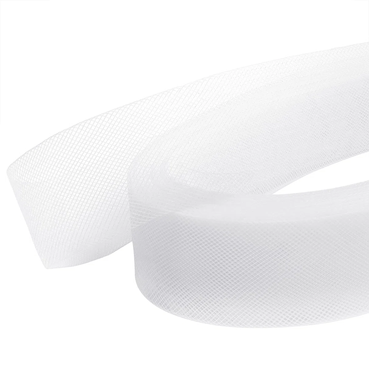 Tela Trenzado de Crin Poliéster Blanco – 45,72 m - Rollo Tul Blanco para Vestidos Formales, Dobladillo, Costura, Manualidades, Bodas y Fiestas de Disfraces o Bailes
