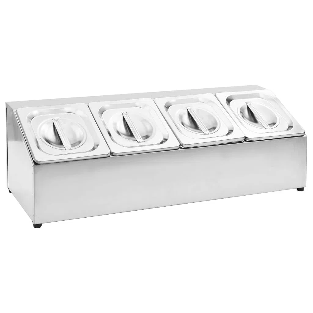 Gastronorm - Contenedor con 4 sartenes GN 1/6 de acero inoxidable