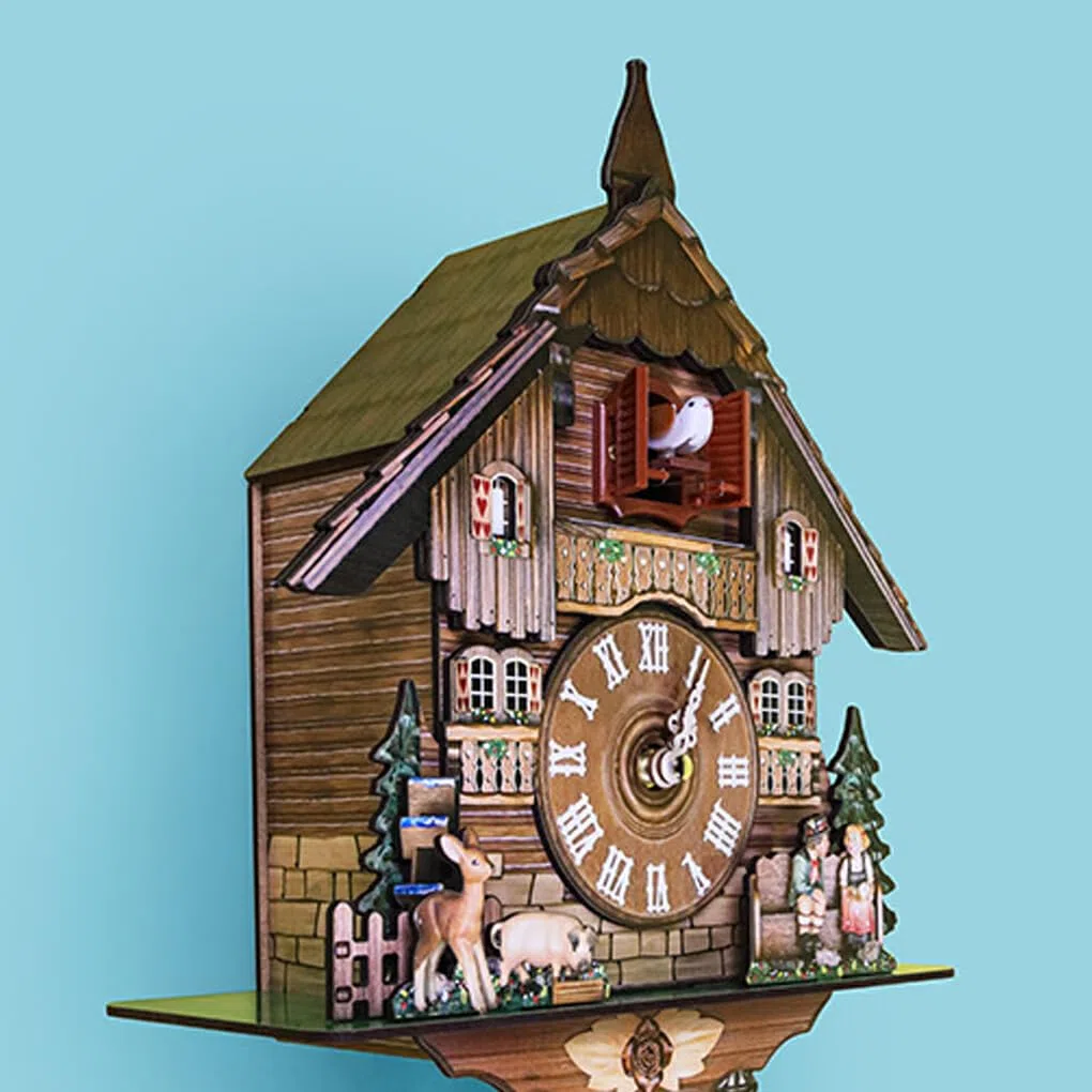 Reloj de Pared Antiguo con Alarma oscilante, Reloj clásico Atemporal Tradicional de la Selva Negra, Reloj de Cuco de para Madera, CL010