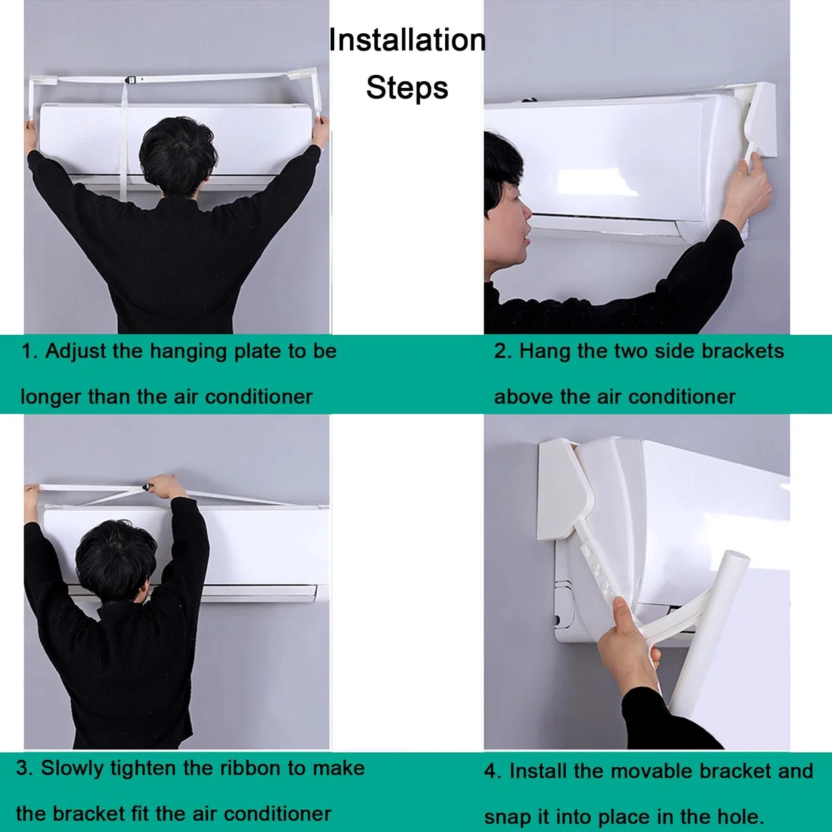 Desviador Aire Acondicionado, Deflector de Registro de Aire, Diseño Retráctil, Tela Oxford, Soporte Grueso, para Aire Acondicionado de Pared