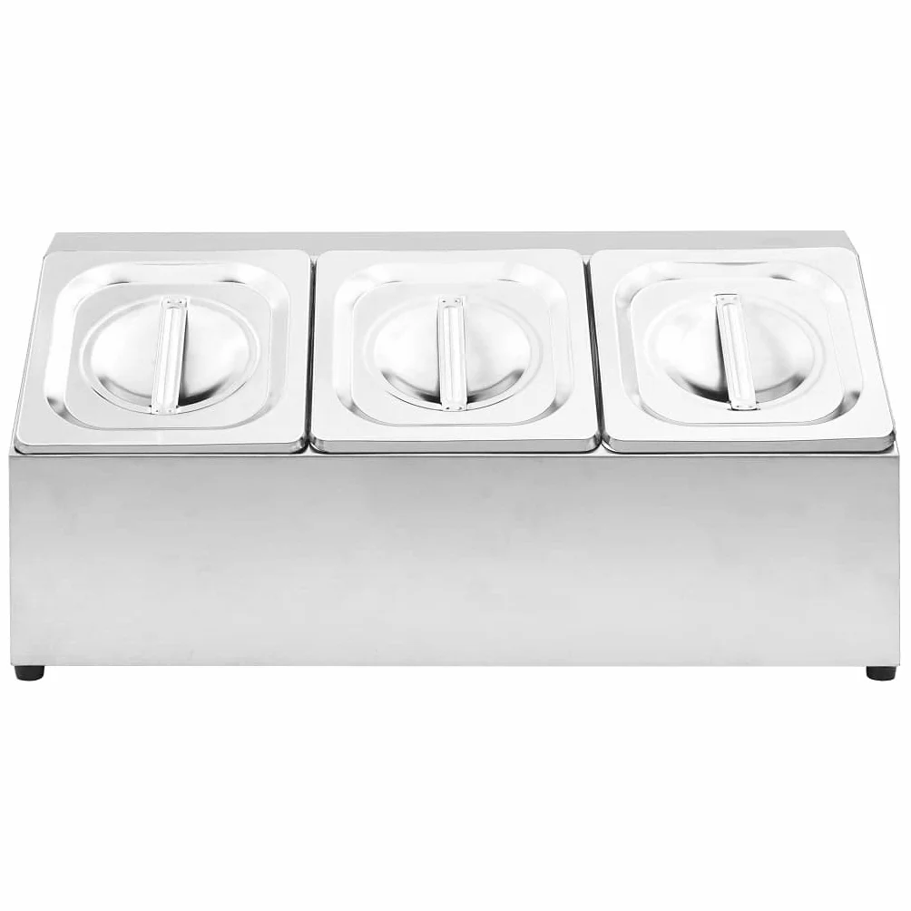Home & Garden-Gastronorm - Contenedor con 3 sartenes GN 1/6 de acero inoxidable para muebles