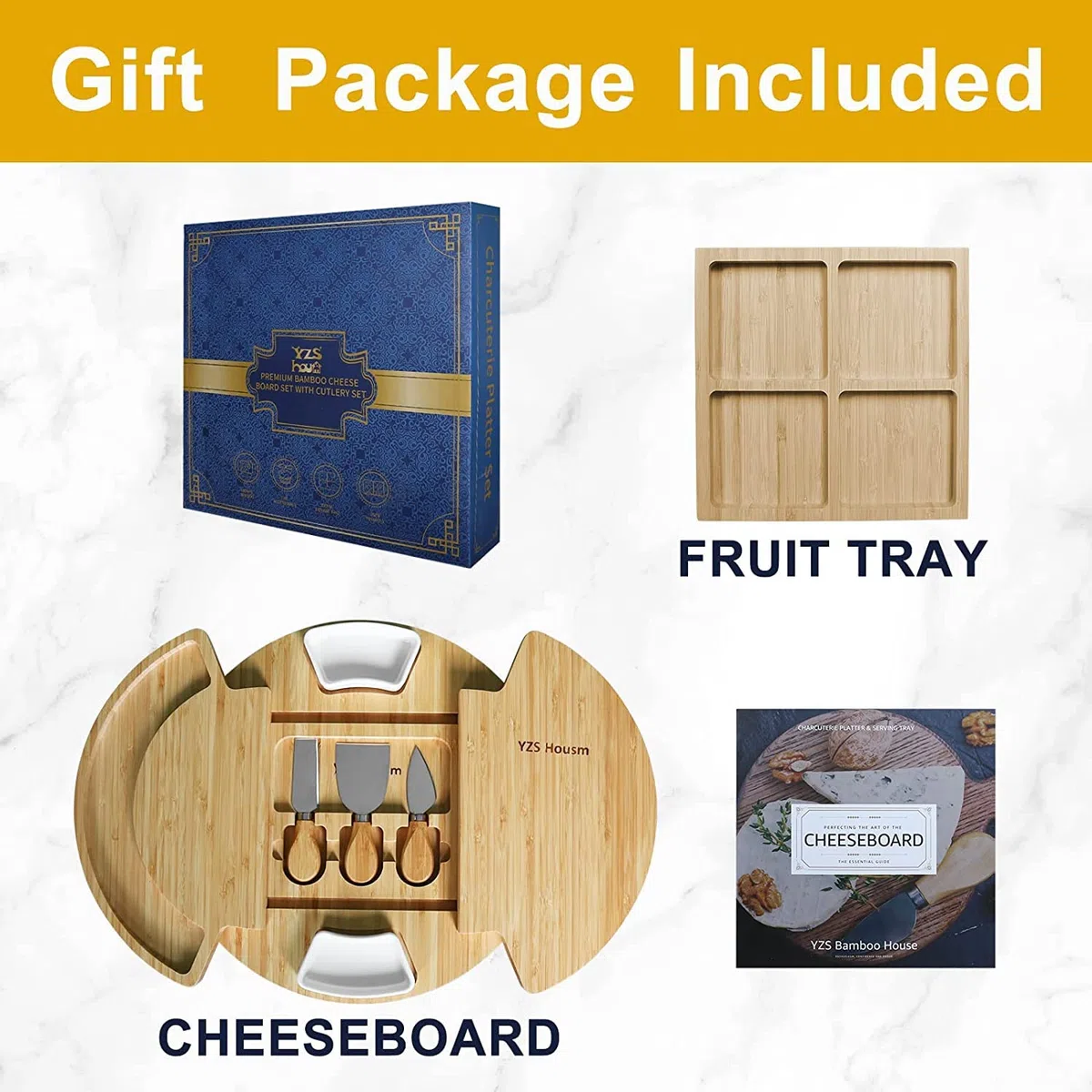 Louis Donné Tabla de queso con herramientas de queso, plato de queso, juego de placas de charcutería, servidor de madera grande grueso, regalo de calor para los amantes de la comida