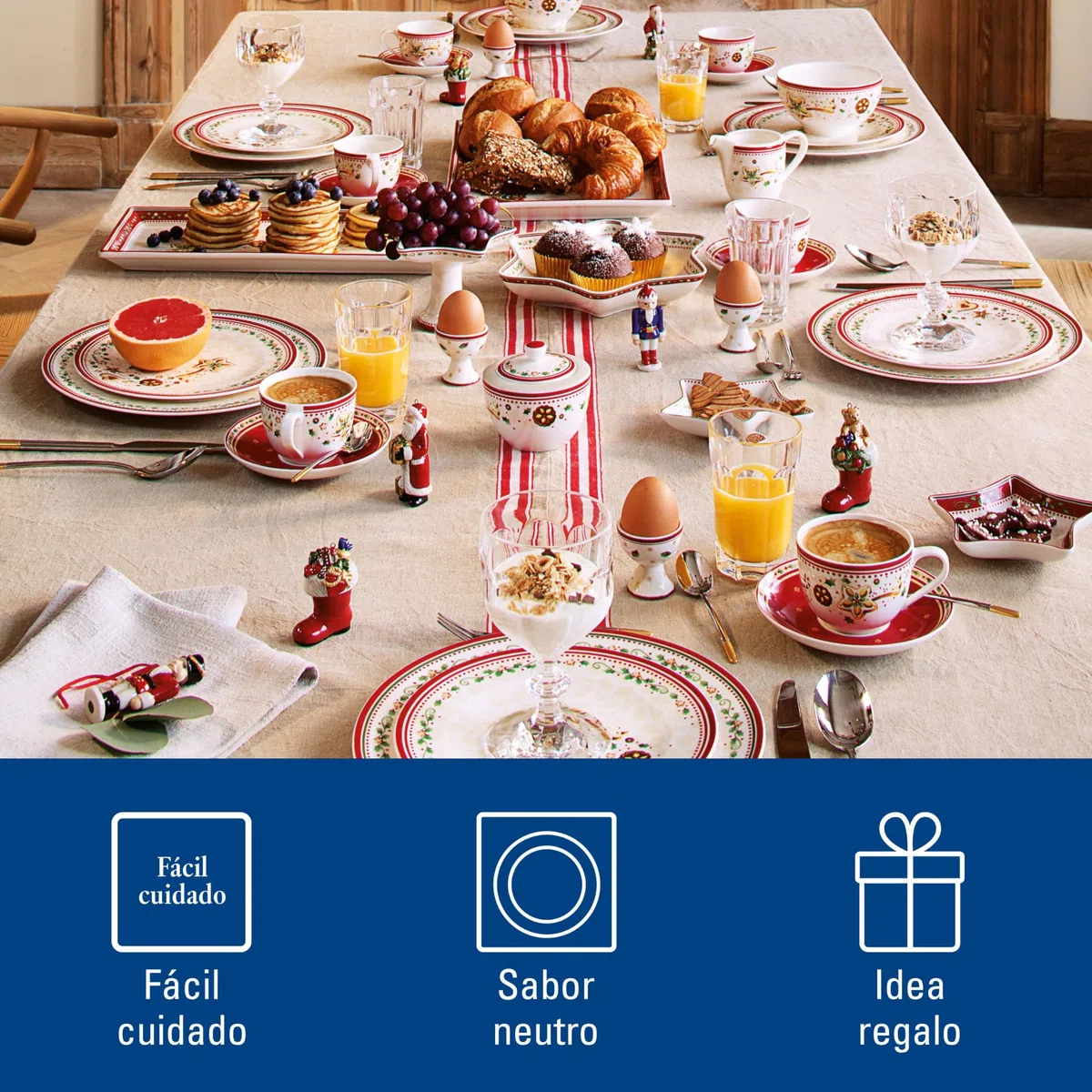 Villeroy & Boch Winter Bakery Delight 1486122642 Plato de Desayuno, Porcelana, Rojo, 19.600000000000001x19.600000000000001x4.5999999999999996 cm