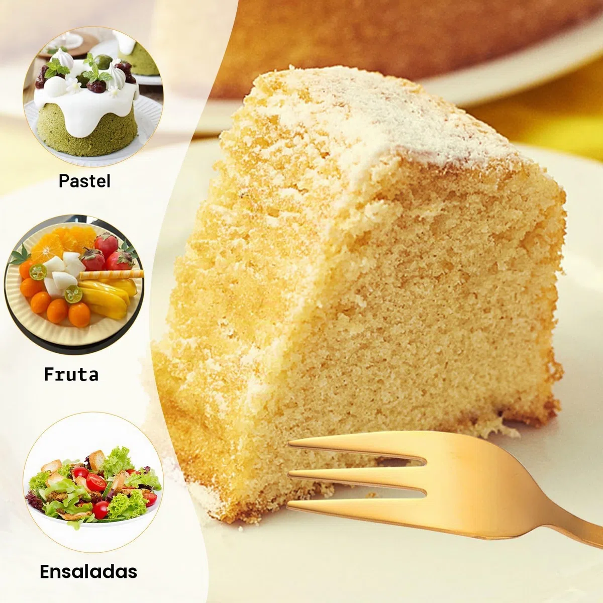 Gohytal Set de 24 Cucharillas y Tenedores de Postre en Acero Inoxidable Dorado – Perfecto para Boda, Cumpleaños, Navidad, Apto Lavavajillas