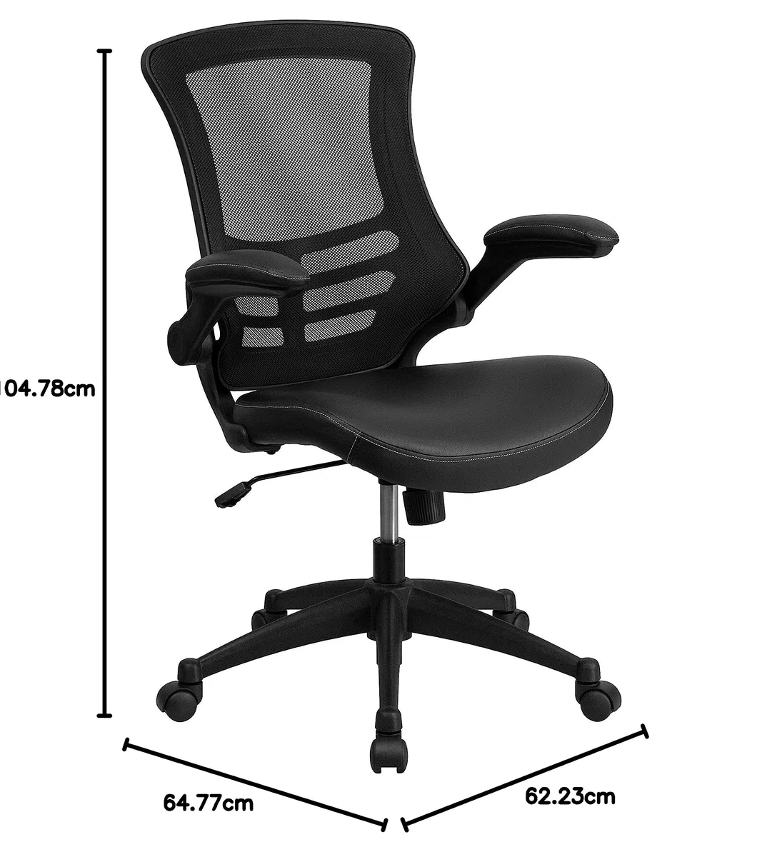 Flash Furniture Silla de oficina, ergonómica, con respaldo de malla, asiento perfilado y ajustable en altura, con palanca de inclinación con fijación, negro, 64,77 x 62,23 x 104,78 cm