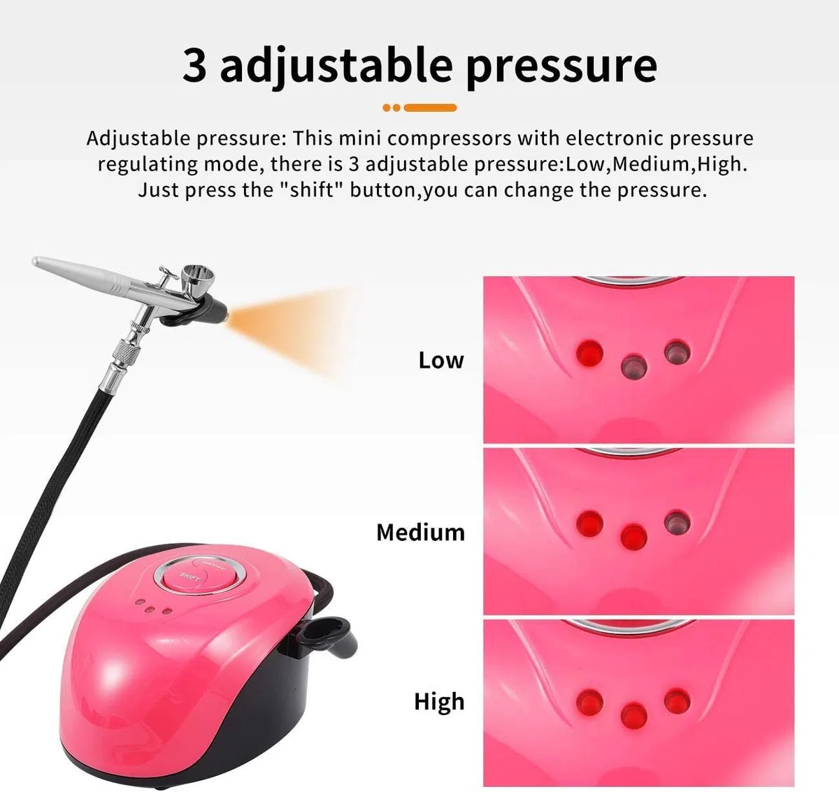 CYBERNOVA Mini Conjunto de compresor de aerógrafo Kit de aerógrafo de Pistola de pulverización de Doble acción para Maquillaje, decoración de Pasteles, Manualidades, Pintura de uñas, Arte (Rojo)