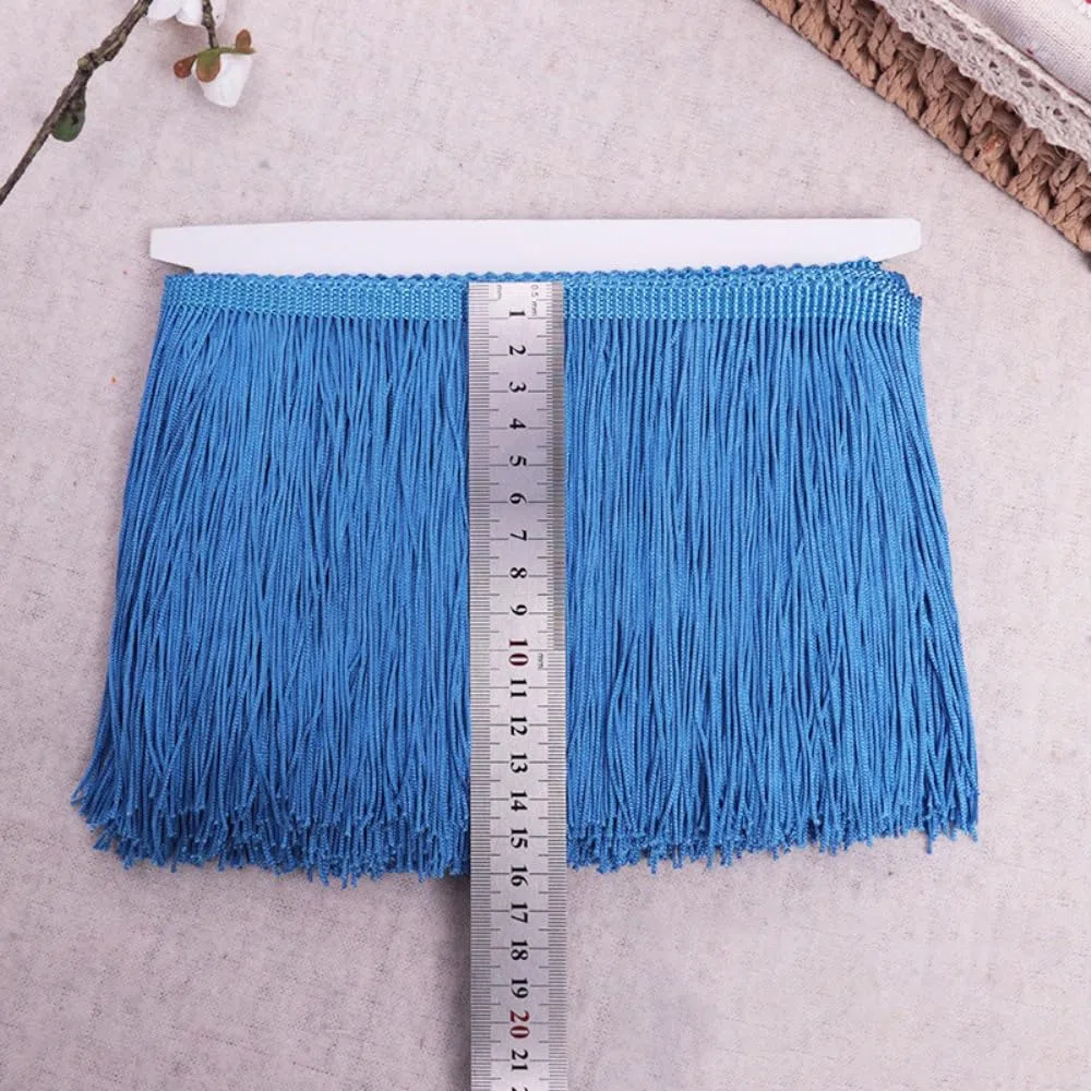 10 yardas x 20 cm, borde de flecos, cinta decorativa de seda, borla de baile, flecos, cintas para coser, manualidades, ropa, disfraces, cortinas, decoración, café oscuro