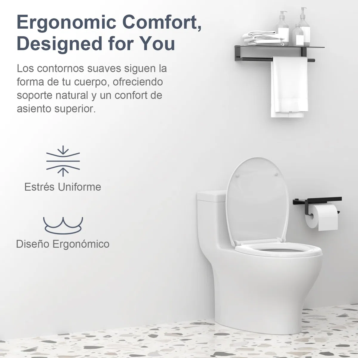 SURFOU Tapa WC Universal Blanco, Tapas de Water Amortiguada, Asiento Inodoro Blanca Plástico, Toilet Seat Cierre Suave Tapadera Bater Taza Vater Retrete Tapaderas Inodoros Asientos