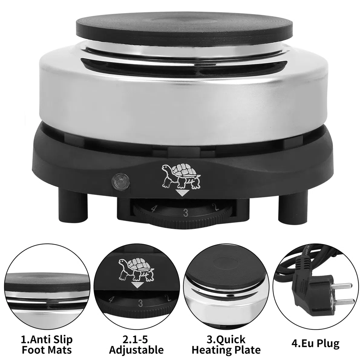 Estufa Eléctrica Portátil de Encimera - Temperatura Regulable, Calentador Casero, Placas Multifuncionales para Té, Café, Cocina - Placa de Calentamiento Individual