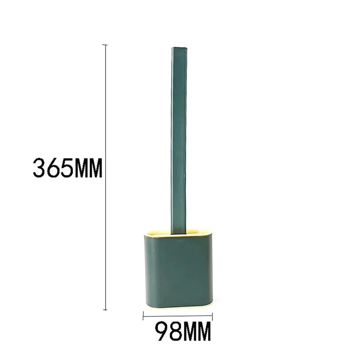 Cepillo de suelo de inodoro impermeable y a prueba de fugas, de silicona, plano, elástico, suave, con juego de soportes de secado rápido (blanco) (redondo negro)