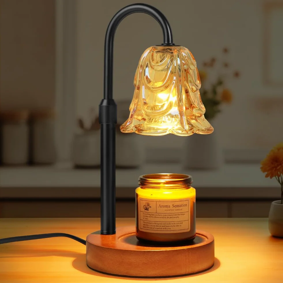 Vicloon Lámpara Calentador de Velas, Lampara Vela con Temporizador y atenuador, Lámpara Perfumada con 2 Bombillas, Altura Ajustable, Lámpara Fusión Cera Eléctrica para Hogar Decoración
