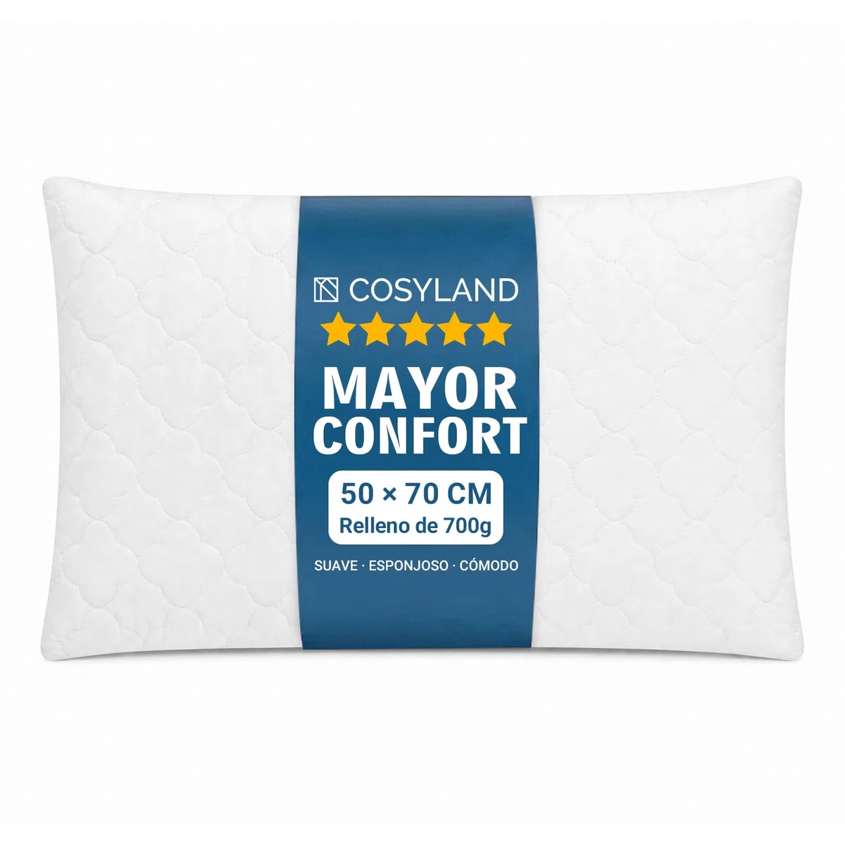 COSYLAND Almohadas 50 x 70 cm Pack de 2 para Cama - Estilo Hotel de Lujo, Diseño Acolchado, Blandas, Suaves, Cómodas y Transpirables para Dormir