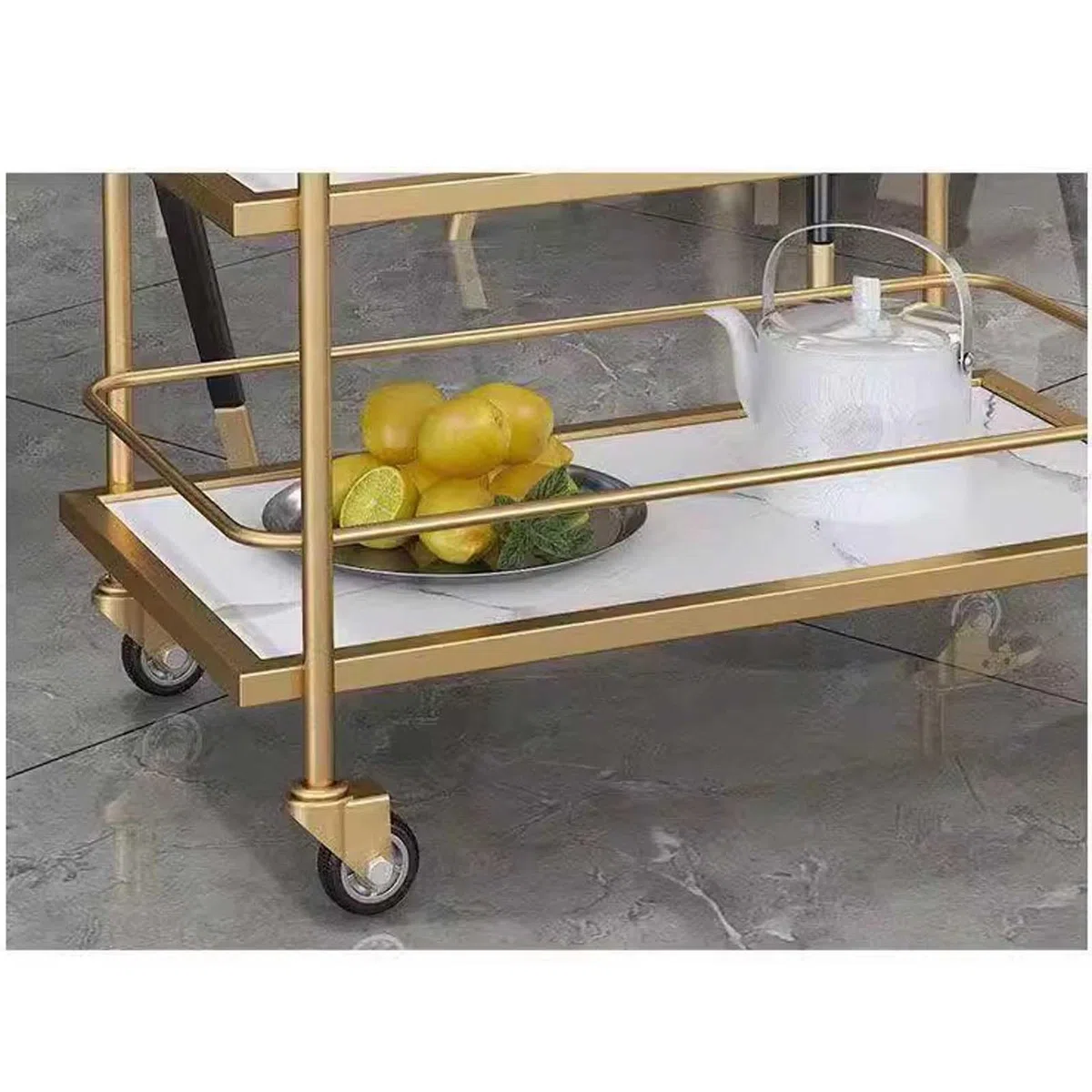 Carrito de cocina de 3 niveles, moderno carrito de bar móvil dorado con ruedas, carrito de servicio de vino y bebidas, elegante mesa de bebidas para el hogar, versátil almacenamiento de cocina.