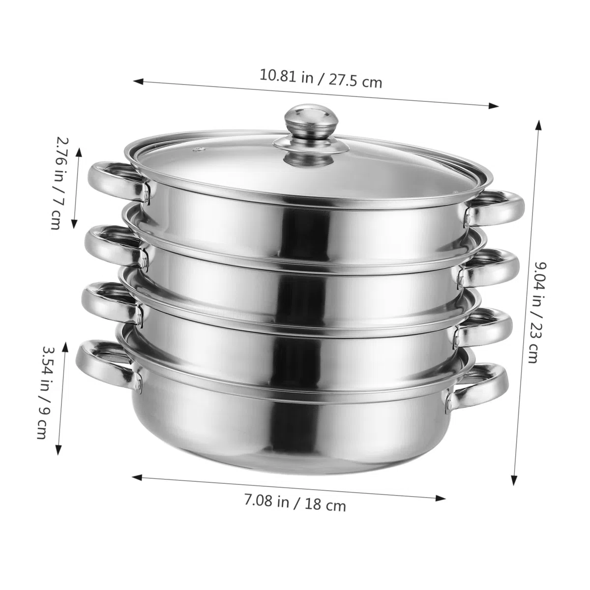 Housoutil Olla De Vapor De Cuatro Capas Olla, grande para sopa de vapor de metal, tamalera grande a De Acero Inoxidable Fondo Grueso Para Cocinar Verduras Mariscos Sopas Guisos