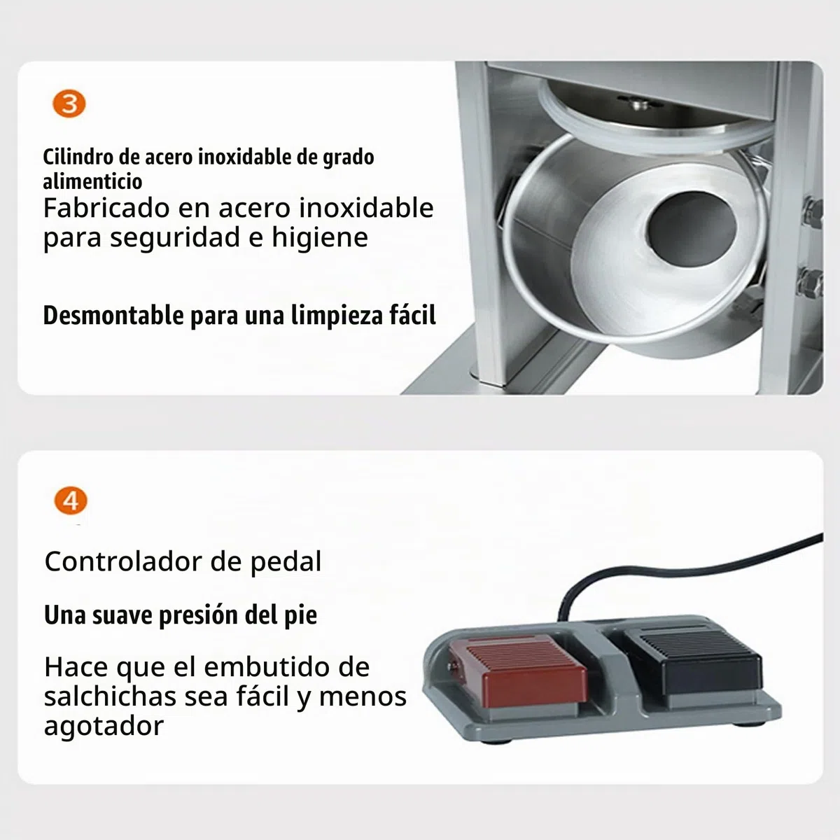 Maquina De Embutir, Embutidora Electrica De Chorizos, Máquina Para Embutir Salchichas De Acero Inoxidable, Con 3 Tubos De Relleno, Capacidad De 3 l, Control Con El Pie, 220v