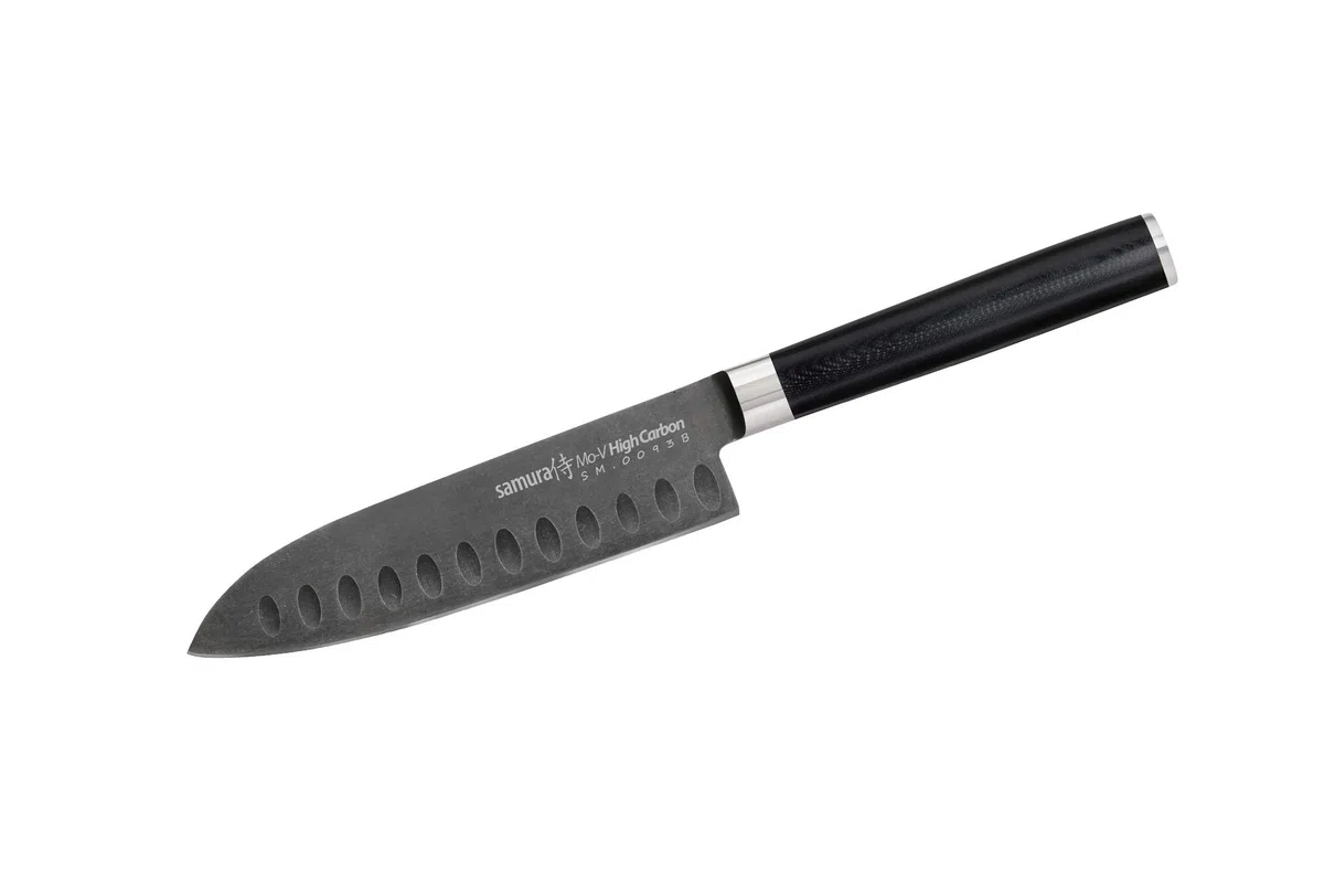 Samura MO-V Stonewash Santoku Knife 5.4" - Premium Japanese Steel Kitchen Blade for Precision Cutting and Enhanced Culinary Performance