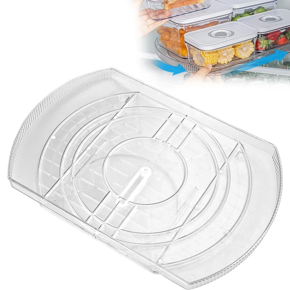 HEKOBAG Organizador de Platos Giratorios Transparente, Bandeja Giratoria para Nevera, Tocadiscos para Refrigerador y Gabinete