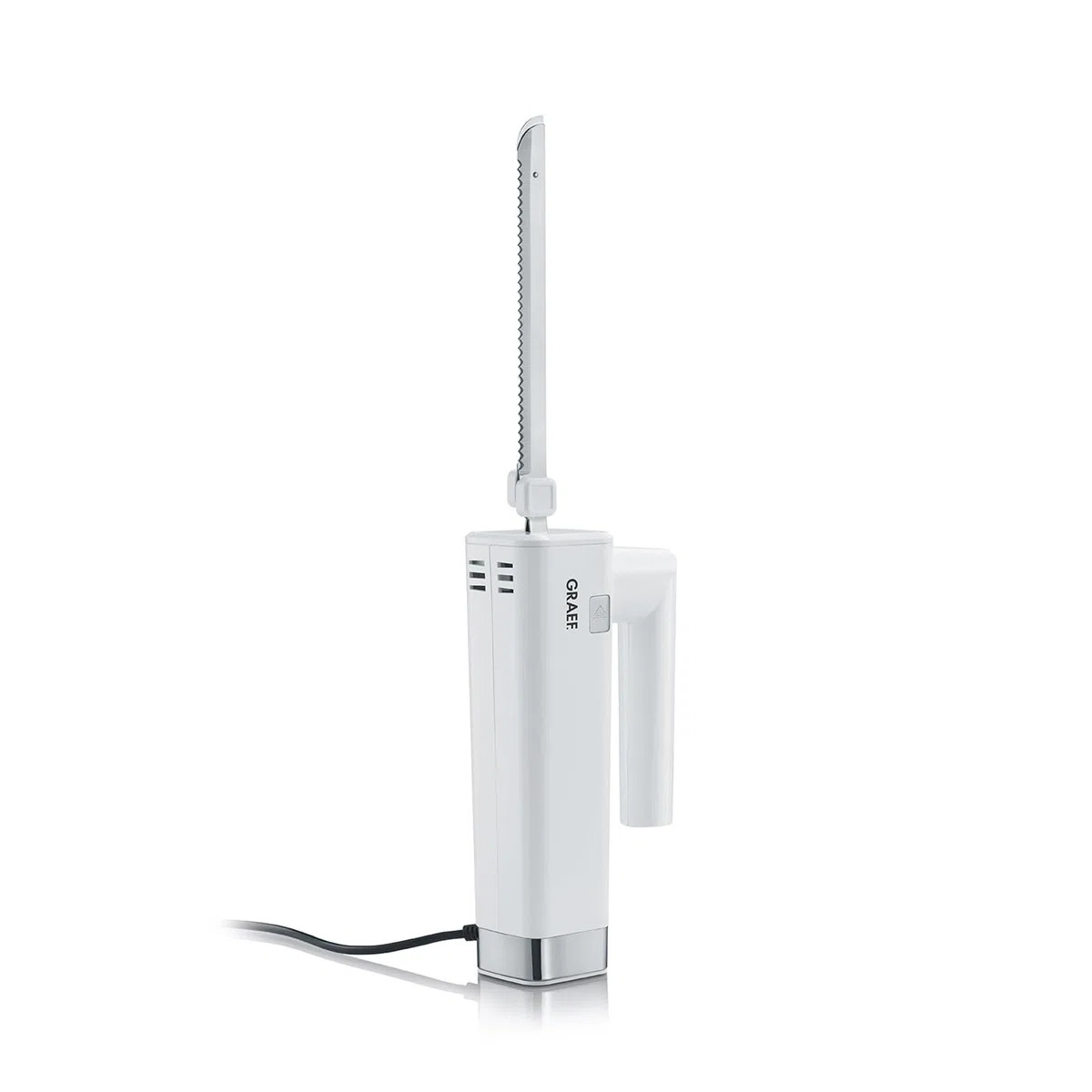 GRAEF. Cuchillo eléctrico EK501EU, blanco, se puede guardar verticalmente, protector de dedos, hojas de acero inoxidable aptas para lavavajillas
