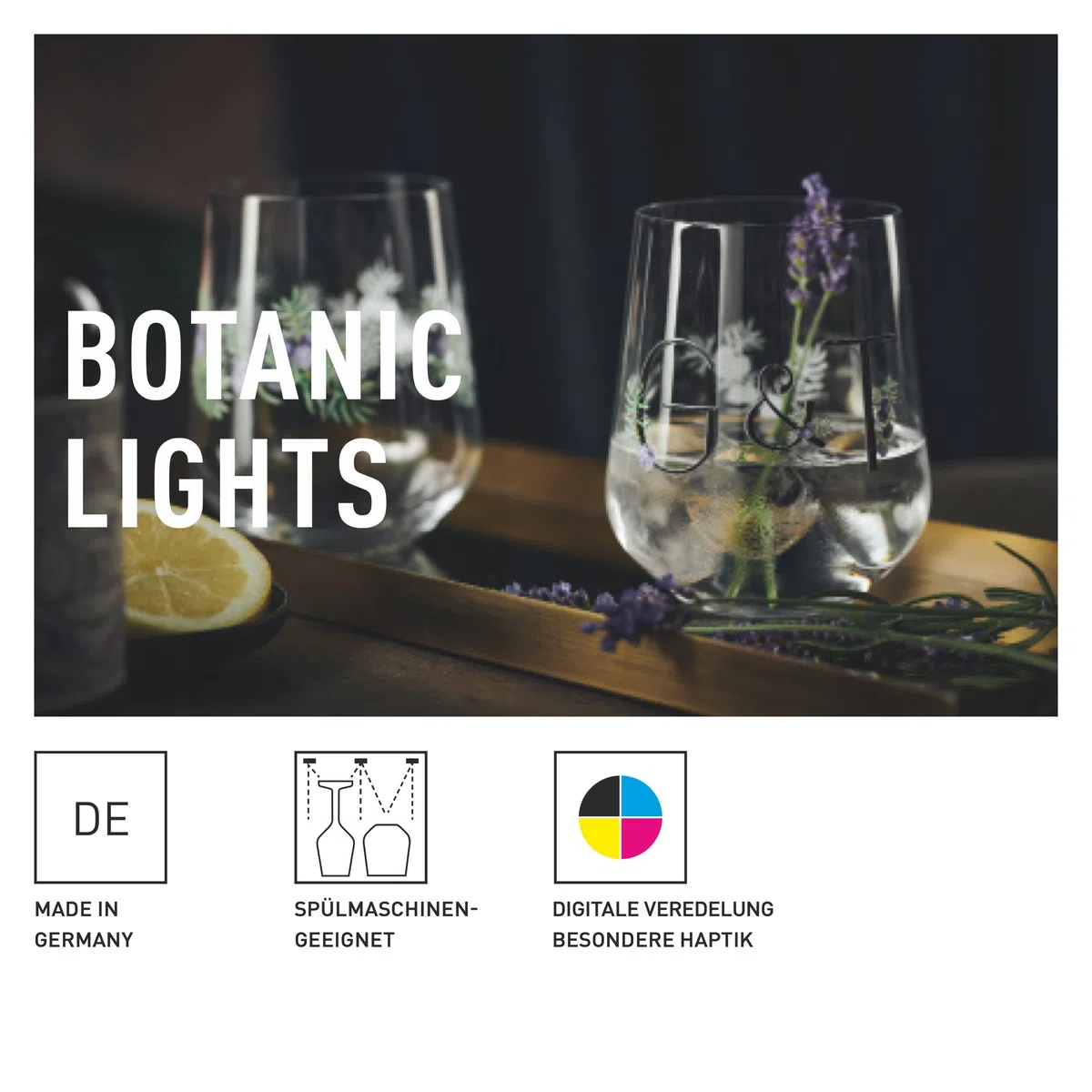 Ritzenhoff 3891002 Vaso de ginebra - 700 ml - Juego de 2 vasos - Serie Botanic Lights - Motivo verano - Made in Germany