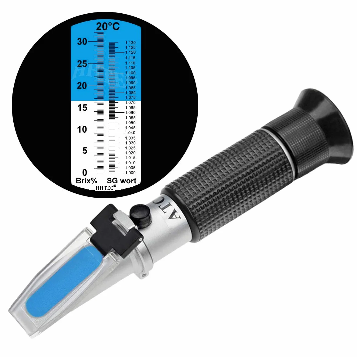 HHTEC Refractómetro Cerveza 0–32% Brix & SG 1.000–1.130 – ATC – para Mosto y Homebrewing – Control Fermentación – NO Mide Alcohol Final