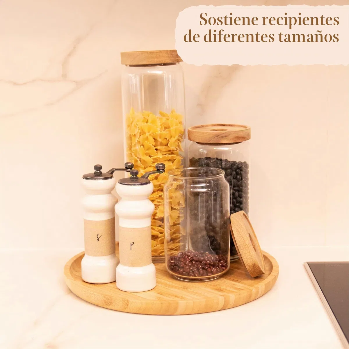 Bandeja de Bambu, Bandeja de Madera Redonda para Servir, Fuente de Bambú para Servir, Fruta, Pan, Plato de Ensalada, Tabla para Servir Charcutería (30 cm)