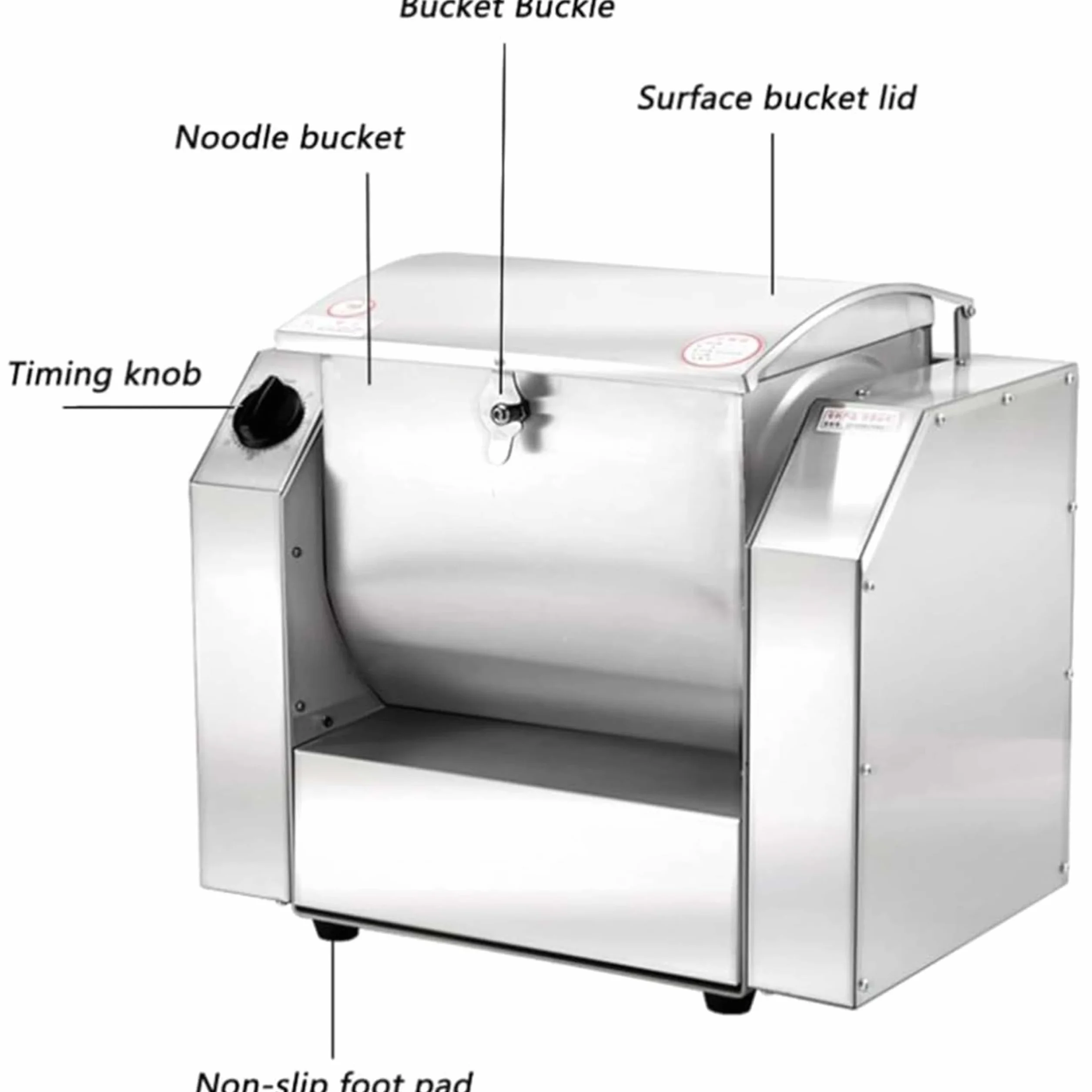 Amasadora comercial automática de harina con temporizador, batidora eléctrica de alta resistencia para pizza, cubeta de acero inoxidable 304, equipo de cocina profesional, 3 kg