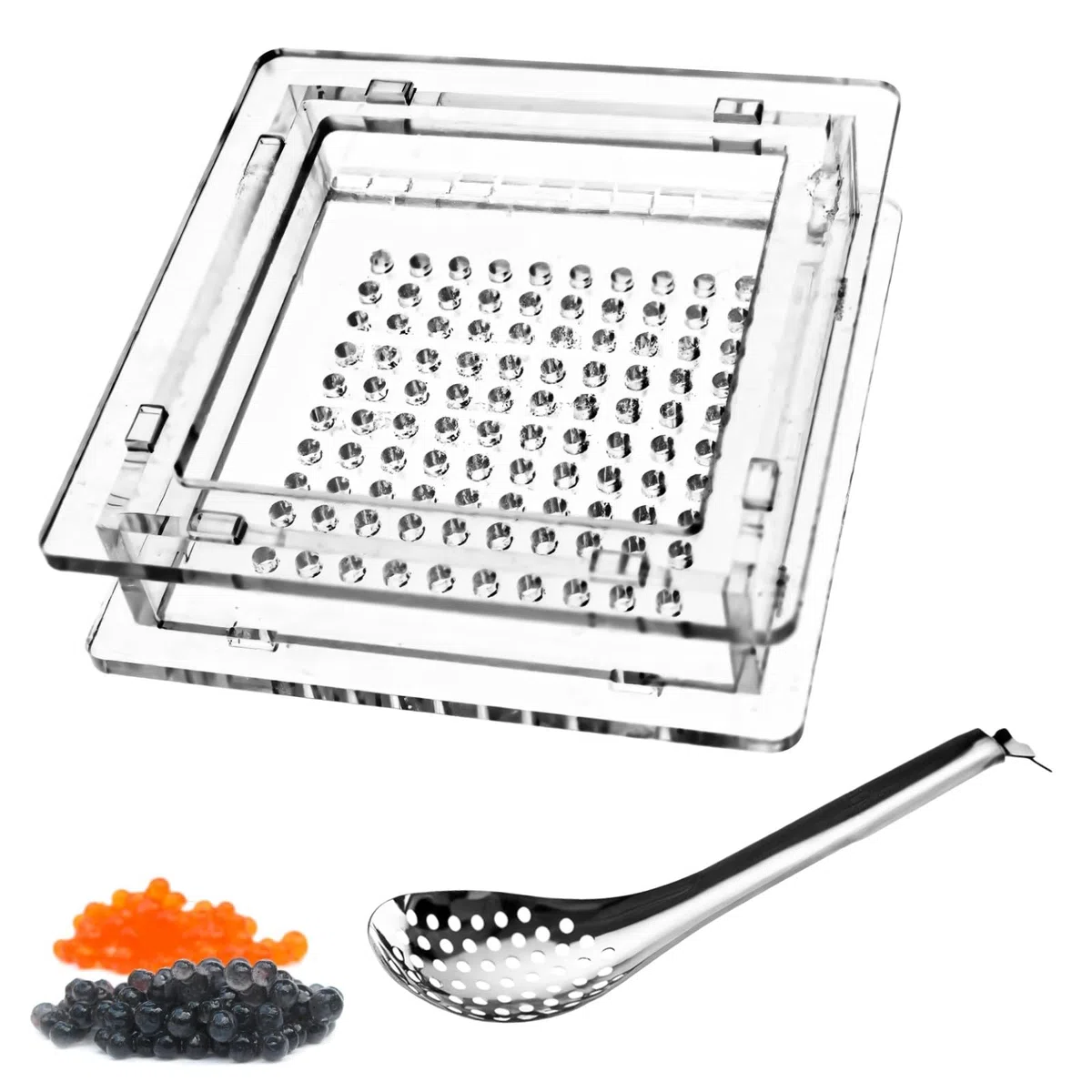 Molecular Gastronomy - Juego de caja de caviar esférico con cuchara, produce 100 bolas de caviar, kit de creación de caviar para entusiastas de la cocina