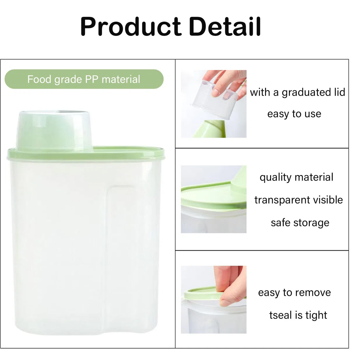 4 Pieza Contenedor de Granos, Envases Plástico, Recipientes para Cereales Almacenamiento, Tanque Almacenamiento Alimentos Secos, Caja Almacenamiento Alimentos, para Alimentos Secos, Cereales (small)