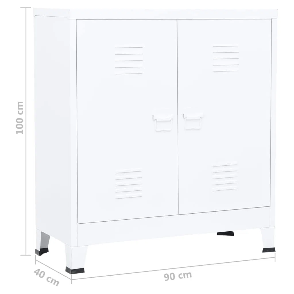 vidaXL Armario Industrial Oficina Despacho Archivos Estudio Almacenamiento Muebles Estante Decoración Acero Blanco 90x40x100 cm