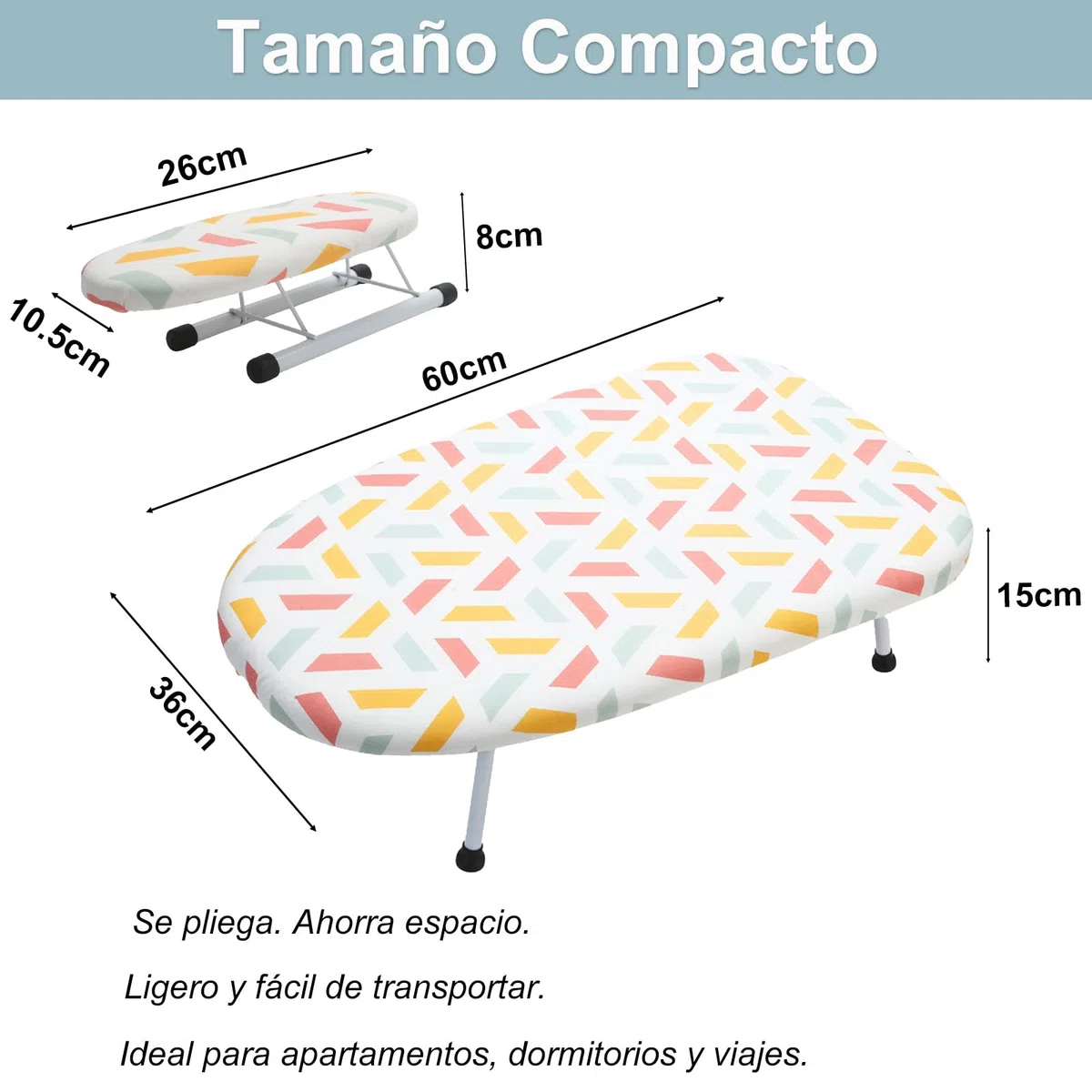 BeGrit Mesa Planchar Tabla de Planchar Pequena con Patas Plegables Mini Funda para Tabla de Planchar Mangas Ironing Board Planchado Tabua de Engomar 60 × 35 cm