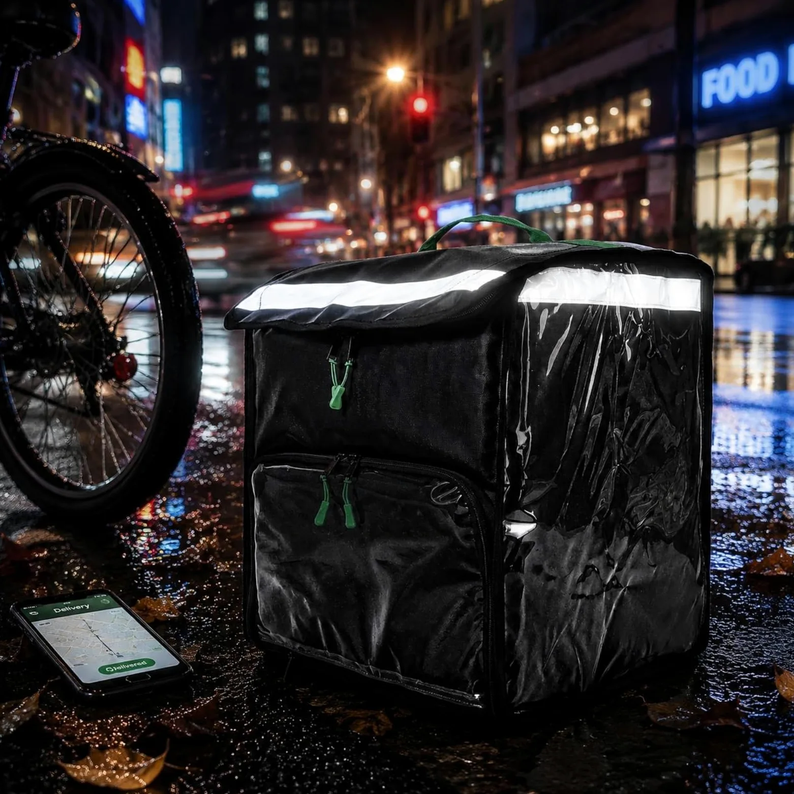 Qianly Mochila de Reparto Térmica Bolsa de Entrega Mochila Isotérmica Bolsa de Comida Impermeable Capacidad 50 Aislamiento de Espuma y Exterior PVC Adecuada para Restaurantes Rutas de Reparto