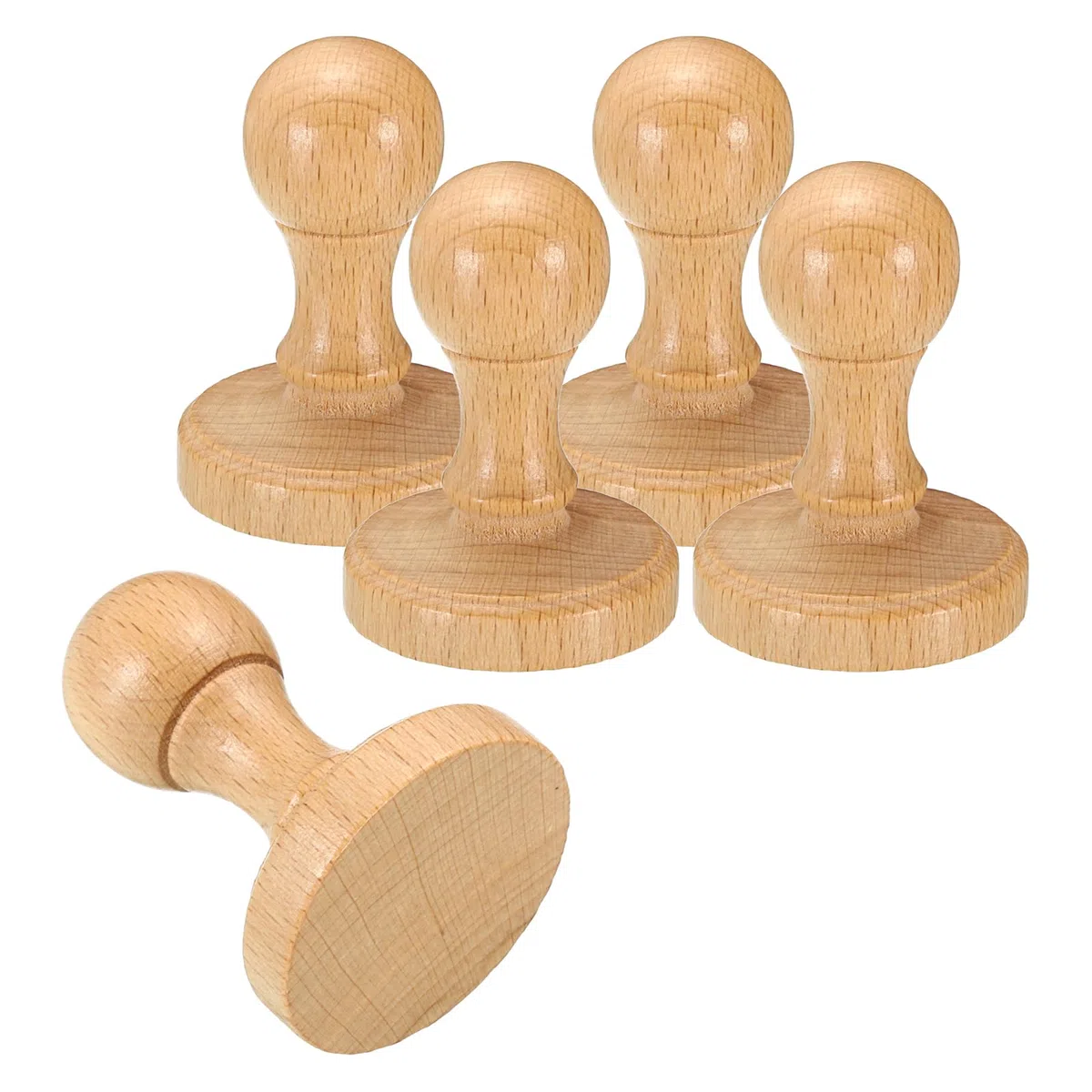 PATIKIL Mango de Madera para Sellos de 45 mm Pack de 5 Pomos de Madera para Sellos Tiradores de Cajón para Crear Sellos Manualidades Scrapbooking Marrón