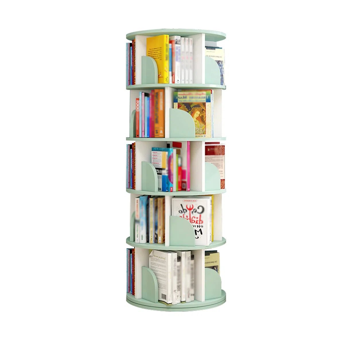 Estantería giratoria de 360 grados para libros ilustrados infantiles, color verde claro, 40 x 160 cm